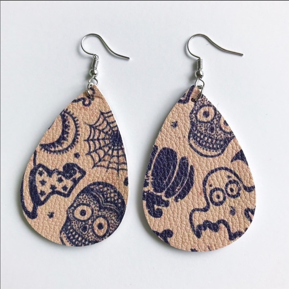 Atelier Sona Jewelry - Halloween faux leather teardrop earrings!